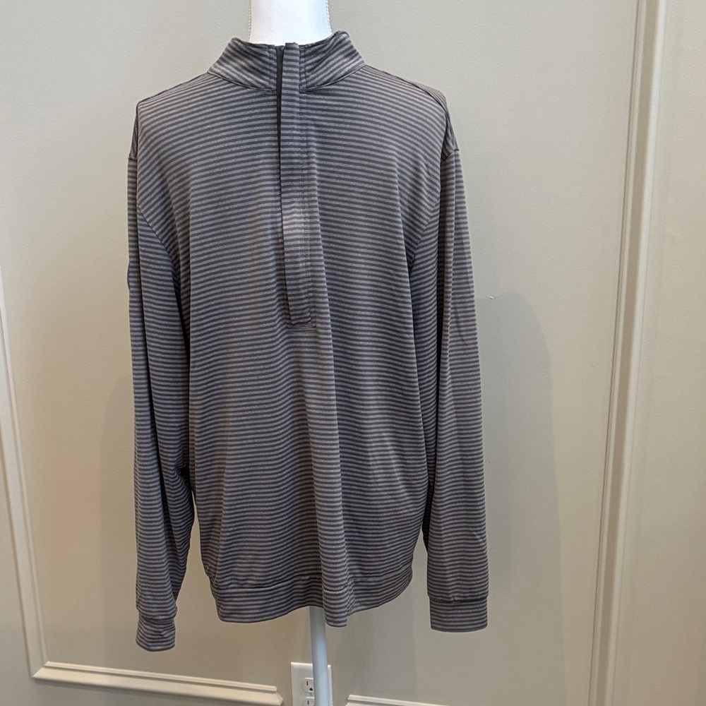 Men's Gray Striped Quarter Zip
